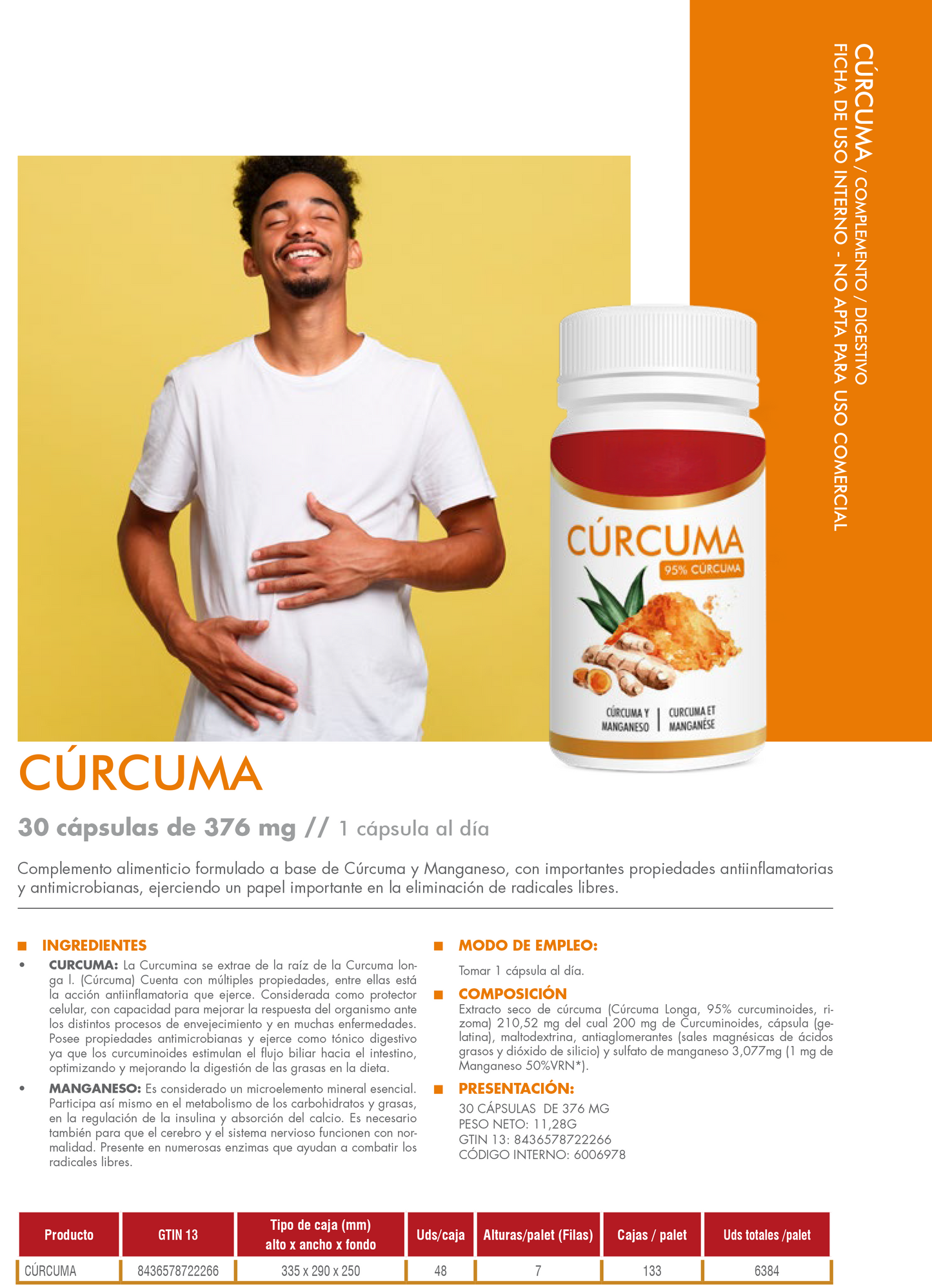 SUP Cúrcuma 30 Cápsulas – Apoyo Articular y Antioxidante Natural