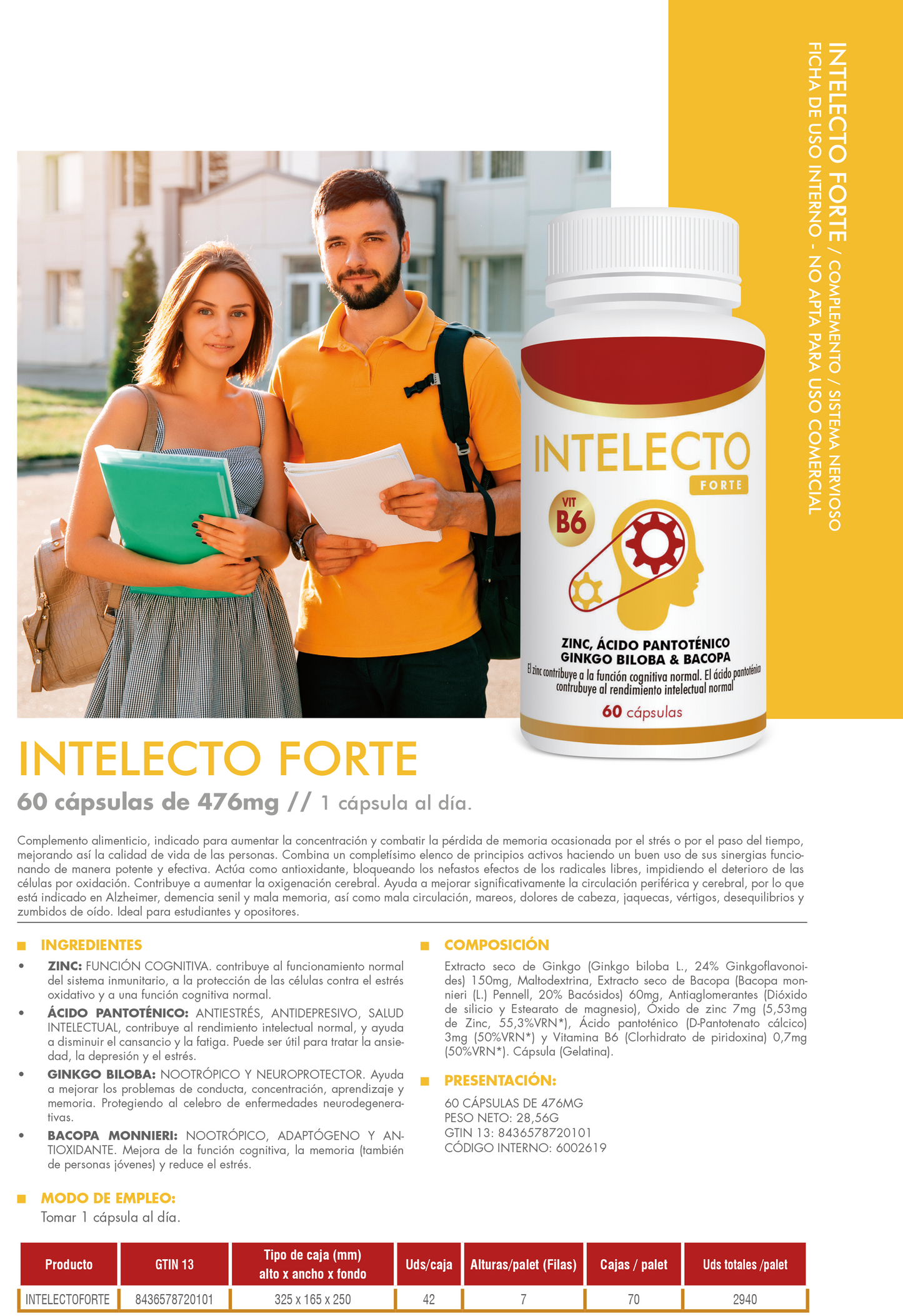 SUP Intelecto Forte 60 Cápsulas – Memoria y Rendimiento Mental